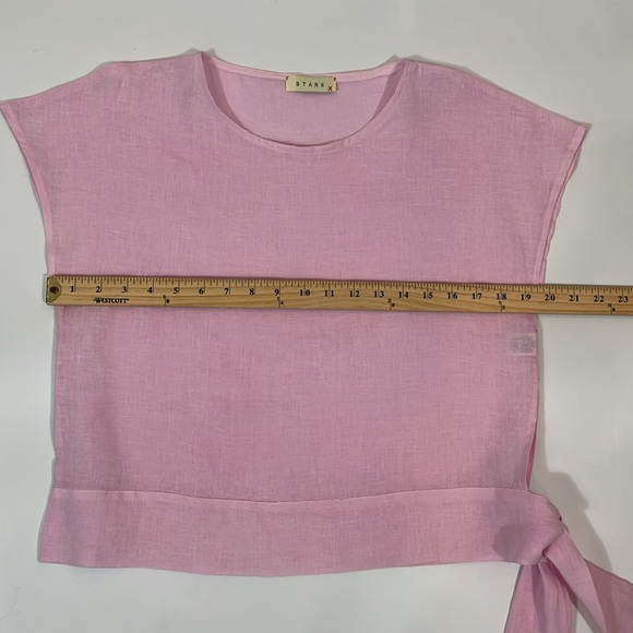 STARK X Top Blouse Size XS Short Sleeve Pink 100% Linen EUC - Picture 5 of 8